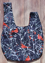 Load image into Gallery viewer, Large Knot Tote - Cardinals on Blue