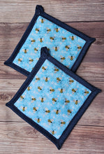 Load image into Gallery viewer, Pot Holders - Bees on Blue