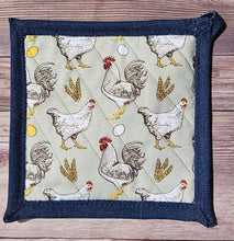 Load image into Gallery viewer, Pot Holders - Chickens on Green