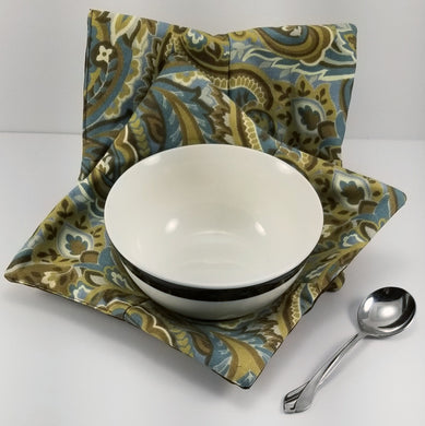 Bowl Cozies - Brown, Tan, & Blue Paisley