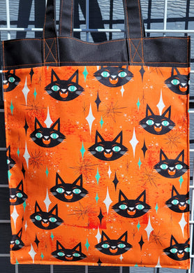Large Market Tote with Pocket - Orange MCM Cats