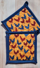 Load image into Gallery viewer, Pot Holders - Maroon and Blue Chickens