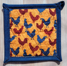 Load image into Gallery viewer, Pot Holders - Maroon and Blue Chickens