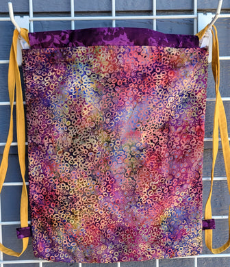 Cotton Drawstring Tote - Circles Batik