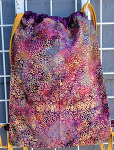 Cotton Drawstring Tote - Circles Batik