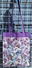 Load image into Gallery viewer, Large Market Tote with Pocket - Purple Batik with Leaves