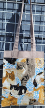 Load image into Gallery viewer, Large Market Tote with Pocket - Brown Cats