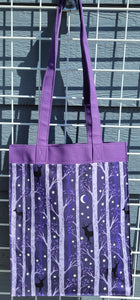 Large Market Tote with Pocket - Purple Woods