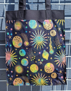 Large Market Tote with Pocket - Sun Moon and Stars