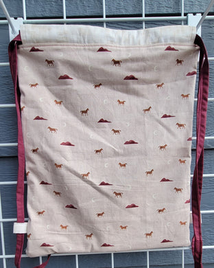 Large Cotton Drawstring Tote - Wild Horses