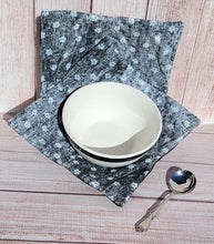 Load image into Gallery viewer, Bowl Cozies - Grey Denim with Flowers