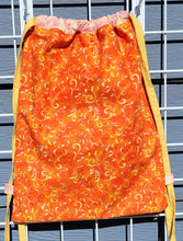 Load image into Gallery viewer, Cotton Drawstring Tote - Orange Flourish