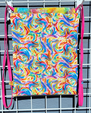 Cotton Drawstring Tote - Rainbow Swirl