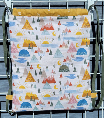 Cotton Drawstring Tote - Boho Mountain