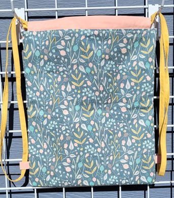 Cotton Drawstring Tote - Flower Meadow