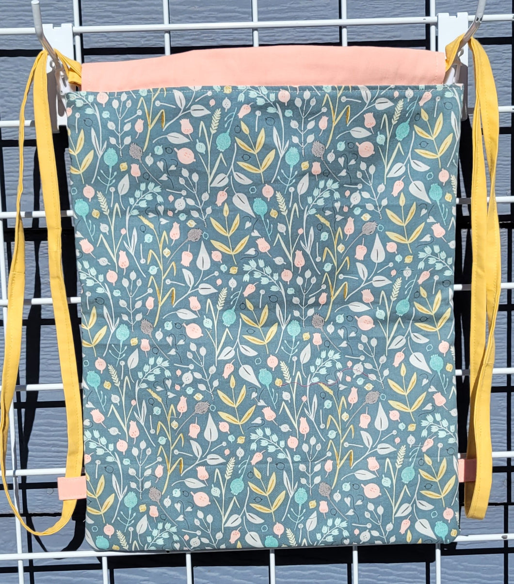 Cotton Drawstring Tote - Flower Meadow