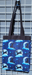 Large Market Tote with Pocket - Moon Cats