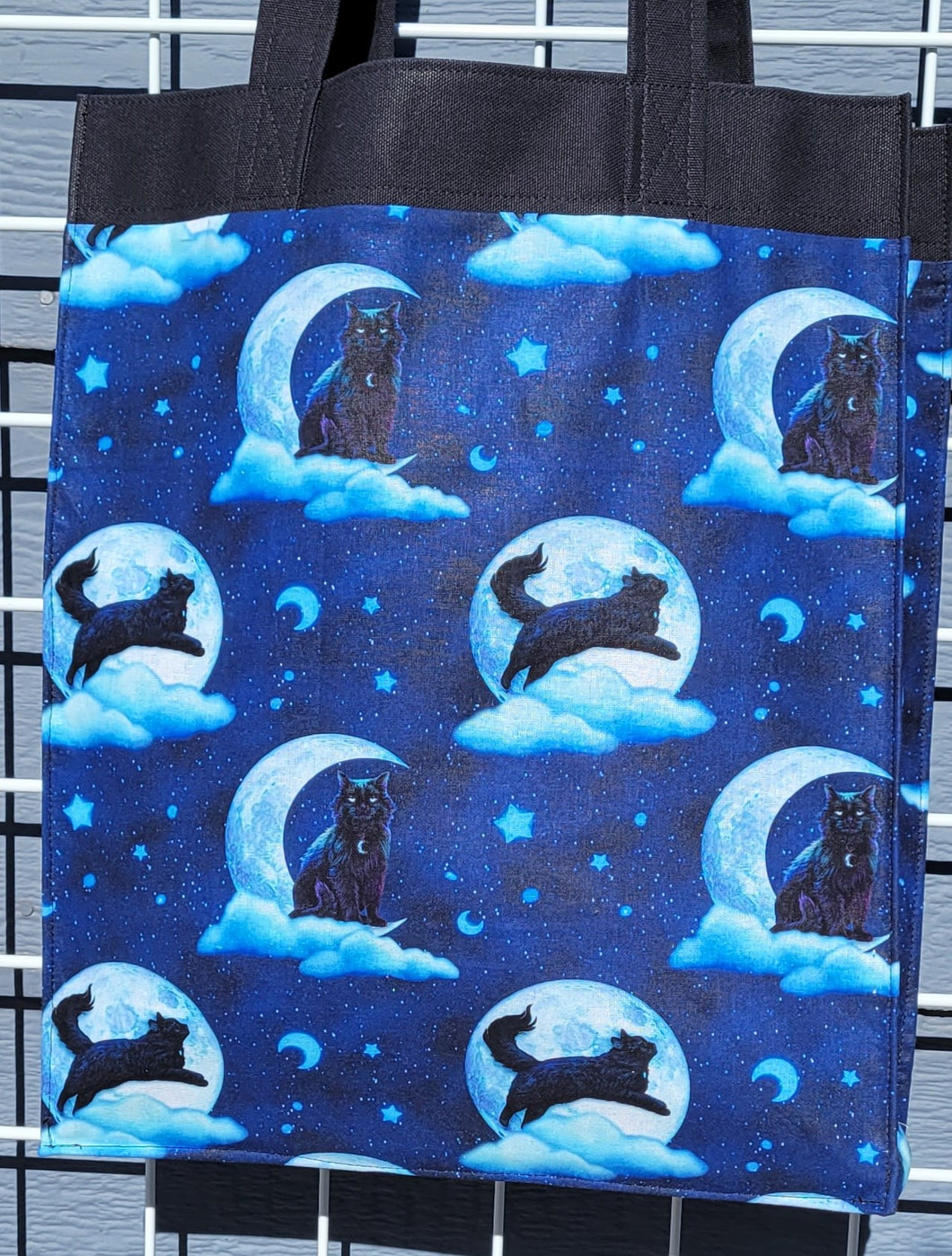 Large Market Tote with Pocket - Moon Cats