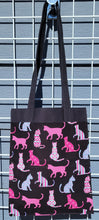 Load image into Gallery viewer, Large Market Tote with Pocket - Pink Cats
