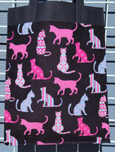 Load image into Gallery viewer, Large Market Tote with Pocket - Pink Cats