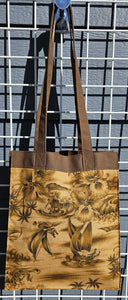 Large Market Tote with Pocket - Vintage Polynesian