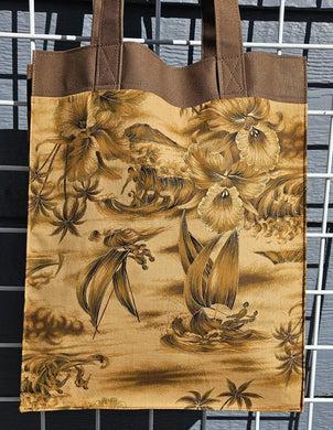 Large Market Tote with Pocket - Vintage Polynesian