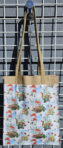 Large Market Tote with Pocket - Mushrooms and Hedgehogs