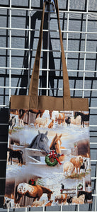 Large Market Tote with Pocket - Christmas Farmstead
