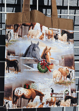 Load image into Gallery viewer, Large Market Tote with Pocket - Christmas Farmstead