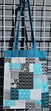 Load image into Gallery viewer, Large Market Tote with Pocket - Turquoise Patchwork