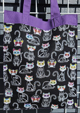 Load image into Gallery viewer, Large Market Tote with Pocket - Skeleton/Day of the Dead Cats