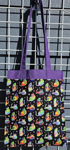 Large Market Tote with Pocket - Rainbow Cats