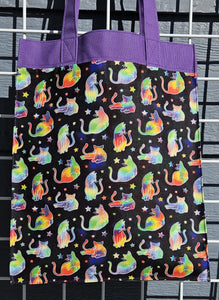 Large Market Tote with Pocket - Rainbow Cats