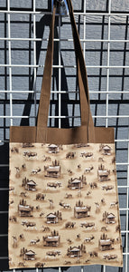 Large Market Tote with Pocket - Cabins and Moose