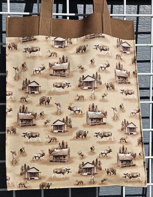 Large Market Tote with Pocket - Cabins and Moose