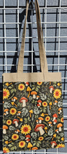 Load image into Gallery viewer, Large Market Tote with Pocket - Mushrooms on Plaid