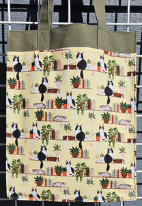 Large Market Tote with Pocket - Cats with Books