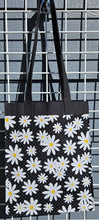 Load image into Gallery viewer, Large Market Tote with Pocket - Daisies on Black
