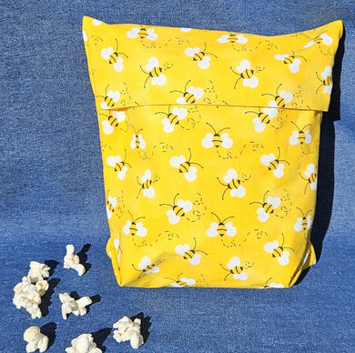 Reusable Popcorn Bag - Yellow Bees