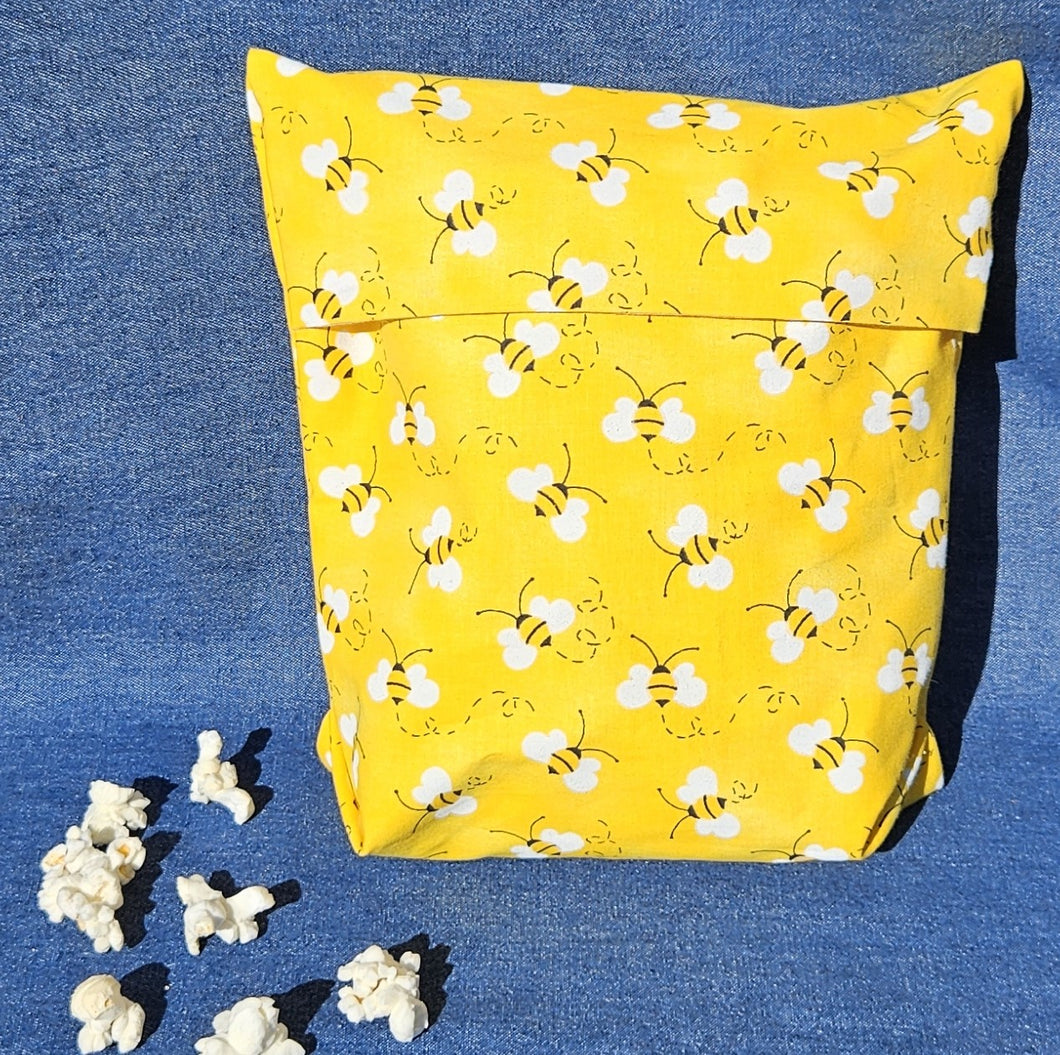 Reusable Popcorn Bag - Yellow Bees