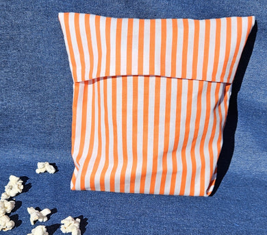 Reusable Popcorn Bag - Orange Stripe