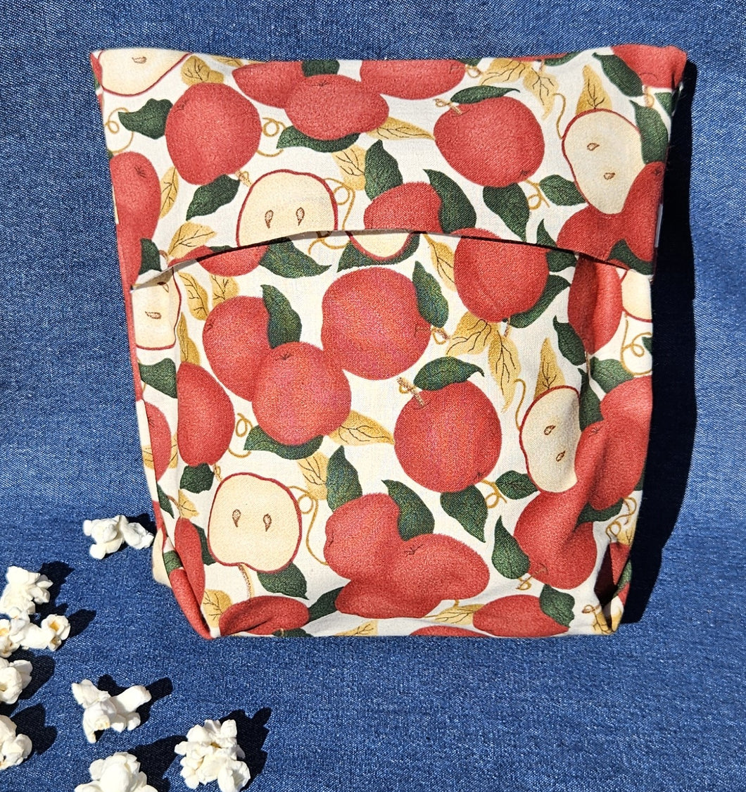 Reusable Popcorn Bag - Apples