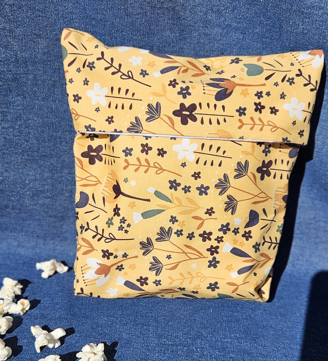 Reusable Popcorn Bag - Yellow Floral