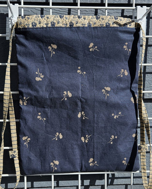 Cotton Drawstring Tote - Century Blue Florals