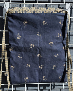 Cotton Drawstring Tote - Century Blue Florals