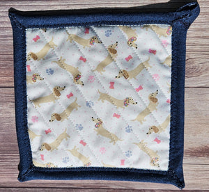 Pot Holders - Doxies with Pink Bones