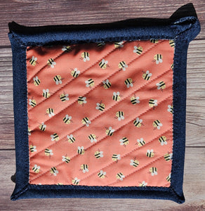 Pot Holders - Pink Smiling Bees