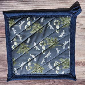Pot Holders - Silver Dragonflies