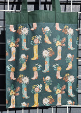 Load image into Gallery viewer, Large Market Tote with Pocket - Cowgirl Boots