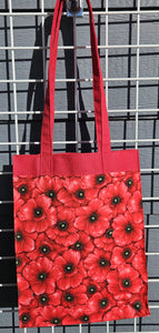 Large Market Tote with Pocket - Poppies